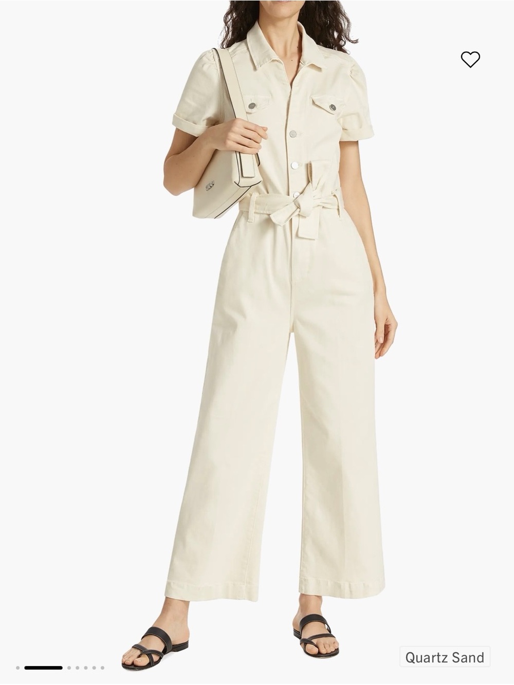 PAIGE Anessa Cream Wide Leg Jumpsuit with Tie Waist Size 8 - Picture 6 of 12